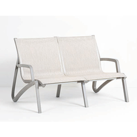 lounge settee | 2-seater SUNSET with armrests • silver | beige | seat height 380 mm product photo