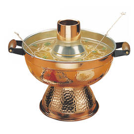 Chinese fondue set copper | 3500 ml | 230 volts | 6 fondue sieves|recipe book product photo