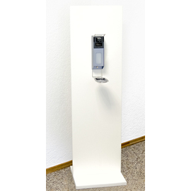 hygiene column |disinfectant dispenser HSC-HW1 wood aluminium with arm lever lockable white 500 ml 400 mm x 400 mm H 1380 mm product photo