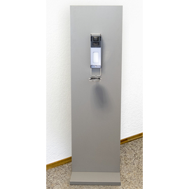 hygiene column |disinfectant dispenser HSC-HG1 wood aluminium with arm lever lockable grey 500 ml 400 mm x 400 mm H 1380 mm product photo