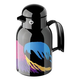 vacuum jug THERMO-BIRD Paradiesvogel 1 ltr black shiny glass insert screw cap  H 252 mm product photo