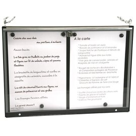 menu card holder MAJESTIC wall mounting chain hanging black 2 pages (A4)  H 330 mm product photo