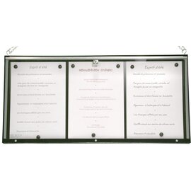 menu card holder MAJESTIC wall mounting chain hanging black 3 pages (A4)  H 330 mm product photo
