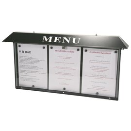 menu card holder NORMANDIE wall mounting black with illumination 3 pages (A4)  H 400 mm product photo