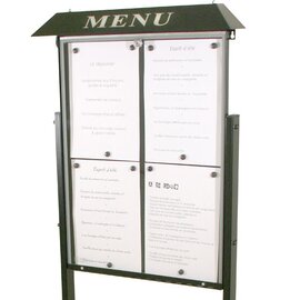 menu card holder NORMANDIE wall mounting black with illumination 4 pages (A4)  H 680 mm product photo