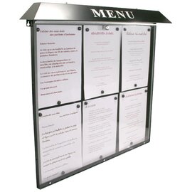 menu card holder NORMANDIE wall mounting black with illumination 6 pages (A4)  H 680 mm product photo