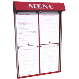 menu card holder CLUB wall mounting red with illumination 4 pages (A4)  H 680 mm product photo