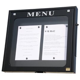 menu card holder LUBERON wall mounting black with illumination 2 pages (A4)  H 530 mm product photo