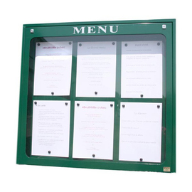 menu card vitrine LUBERON wall mounting black with illumination 6 pages (A4) H 750 mm product photo
