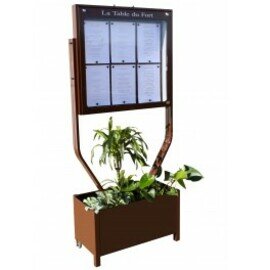 Menu Card Stands black with illumination 6 pages  H 1650 mm menu diplay vitrine|foot with plant pot product photo
