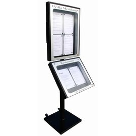 menu card holder AQUITAINE stand black aluminum coloured with illumination 6 pages (A4)  H 1980 mm product photo