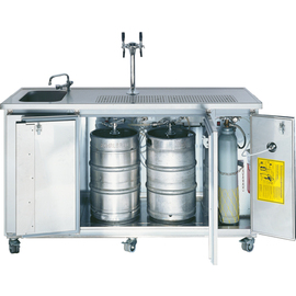 mobile counter MT4S suitable for 2 kegs Ø 425 mm | 50 ltr L 1800 mm with beer dispensing system product photo