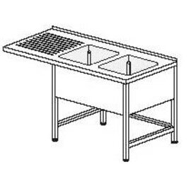 sink centre with drainboard on the left 2 basins | 500 x 500 x 300 mm L 1900 mm W 700 mm product photo