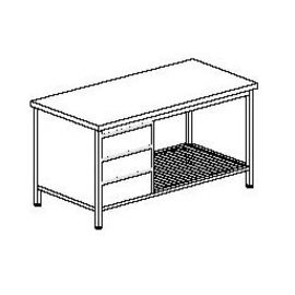 work table upstand 40 mm at the back 3-drawer unit 1 grid shelf 1000 mm 600 mm Height 850 mm product photo