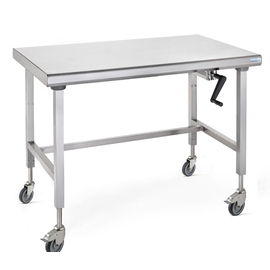 work table ERGONOMIX height-adjustable wheeled without ground floor L 1000 mm W 700 mm H 800 - 1100 mm product photo