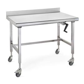 work table ERGONOMIX height-adjustable wheeled without ground floor upstand 100 mm at the back L 1000 mm W 700 mm H 800 - 1100 mm product photo