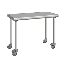 work table stainless steel wheeled 700 mm x 1200 mm H 900 mm product photo