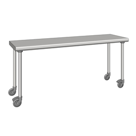 work table stainless steel wheeled 800 mm x 2000 mm H 900 mm product photo