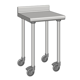 work table stainless steel wheeled upstand 100 mm at the back 600 mm x 600 mm H 900 mm product photo