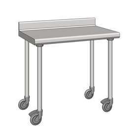 work table stainless steel wheeled upstand 100 mm at the back 600 mm x 1000 mm H 900 mm product photo