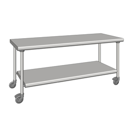 work table stainless steel wheeled with ground floor 800 mm x 2000 mm H 900 mm product photo