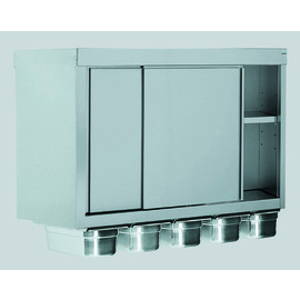 wall cupboard with 5 GN 1/3 containers | sliding doors | 1000 mm x 400 mm H 600 mm product photo