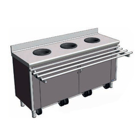 presort table for wall positioning concrete grey | dark 2 waste chutes | 2 bin bag stands product photo