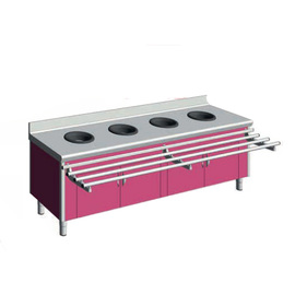 presort table Children stainless steel pink  L 2260 mm  B 600 mm  H 720 mm | 4 waste chutes product photo