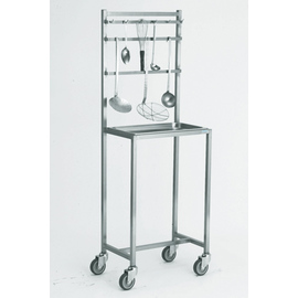 accessory trolley 4 swivel castors stainless steel 560 mm  x 365 mm  H 1600 mm | suitable for Kitchen Tools  | 1 GN container | 3 rods | 1 hook product photo
