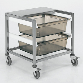bread cutting trolley 4 swivel castors stainless steel 700 mm  x 700 mm  H 775 mm product photo