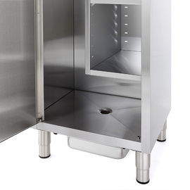 Cleaning supplies cabinet with partition wall with floor drain | 1 wing door | 600 mm x 500 mm H 1890 mm product photo  S