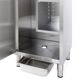 Cleaning supplies cabinet with partition wall with floor drain | 1 wing door | 600 mm x 500 mm H 1890 mm product photo  S