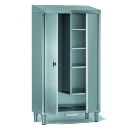 Cleaning supplies cabinet with partition wall with floor drain | 2 wing doors | 1000 mm x 500 mm H 1890 mm product photo