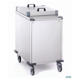 glass stacking trolley stainless steel cladding with lid | 6 - 10 baskets | 4 swivel castors made from polyamide product photo