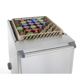 glass stacking trolley stainless steel cladding with lid | 6 - 10 baskets | 4 swivel castors made from polyamide product photo  S