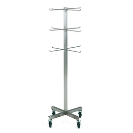 hooked trolley 4 swivel castors stainless steel 660 mm  x 640 mm  H 1755 mm | 12 hooks product photo