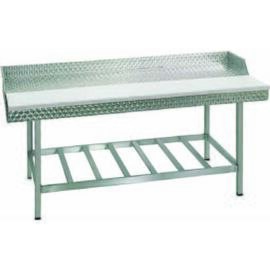 Step work table Reinaluminium, L 1500 x W 700 x H 850 mm, welded version, surface with mechanical round grinding, stage 30 mm, with 300/400 mm wide plastic cut-on supports (white), 1 depositost product photo