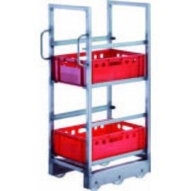 CNS transport cart for Euro boxes, L 470 x D 620 x H 1360 mm, 4 floors, with 2 slots, angle profile for the accommodation of the Euro boxes 30 x 40 x 1.5 mm with upstand front and rear, with Rolli chassis product photo