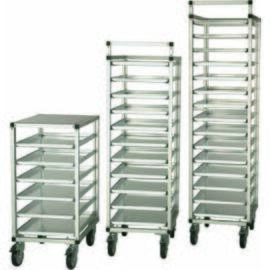 Ladder transport car, L 640 x W 460 x H 1700 mm, floor spacing 80 mm, number of floors 17, silver anodized, for standardized metal sheets or lintel boxes 600 x 400 mm or 590 x 390 mm product photo