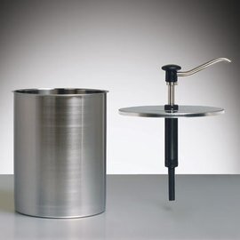 Dosing dispenser with push button control, with cylindrical container made of stainless steel, 8 liters, Ø 215 x H 270 mm product photo