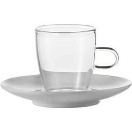 cup COFFEE with handle 100 ml glass porcelain clear transparent with saucer  H 68 mm product photo