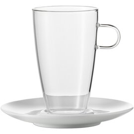 latte macchiato glass COFFEE 50 cl transparent with porcelain saucer with handle product photo