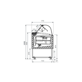 ice cream showcase BRIO 4+4 | suitable for 8 Ice cream containers | 852 mm x 773 mm H 1225 mm product photo  S