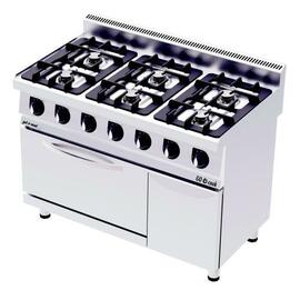 6 burner gas stove CO1270G | with gas oven | 60 kW | 1200 mm x 700 mm H 900 mm product photo
