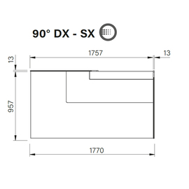 Corner refrigerated display case COMETA PAST 90° SX on the left | 1770 mm x 970 mm H 1220 mm product photo  S