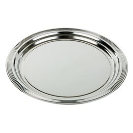 party service plate Classic stainless steel curled rim line relief oval  L 460 mm  x 340 mm product photo
