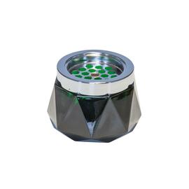 wind ashtray DIAMOND glass metal green Ø 120 mm H 80 mm product photo