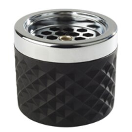 wind-proof ashtray glass metal frosted black  Ø 95 mm  H 80 mm product photo