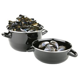 clam serving pot 0.8 ltr steel sheet with lid black  Ø 135 mm  H 90 mm  | 2 handles product photo