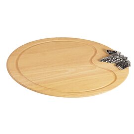 BUTTERFLY, oval, solid natural wood, artfully designed silver-colored metal fittings, practical juice tray, food-safe sealed, approx. 50 x 30 x 2 cm, ideal for appetite, canapés and parties product photo